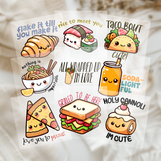 Cute Assorted Foods Baby Shower Onesie Iron On Transfers 9 Piece Set
